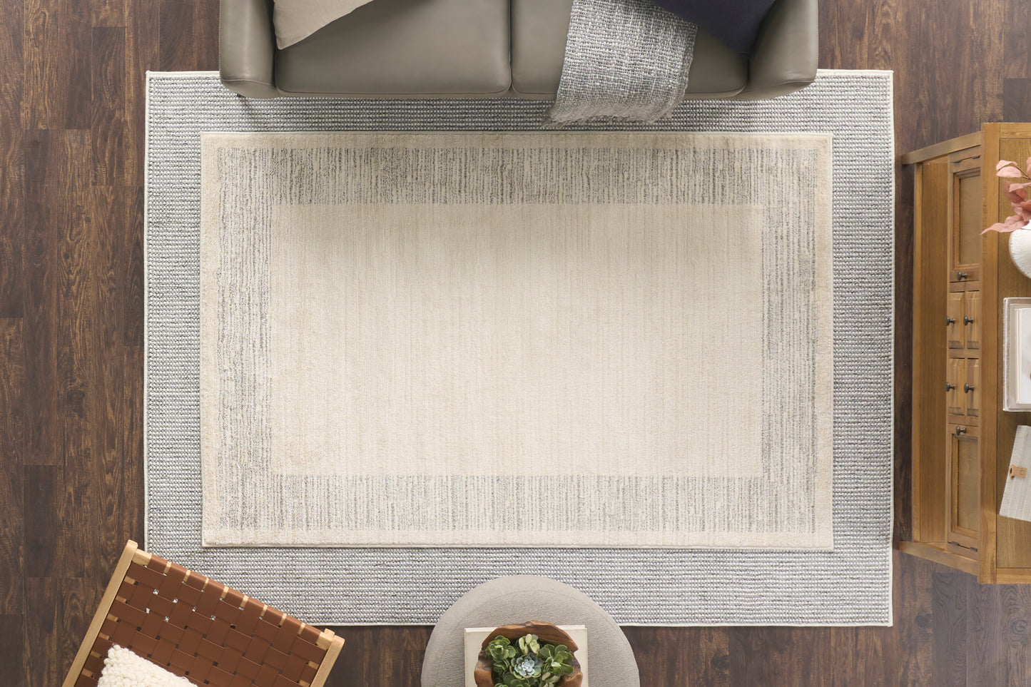 Nourison Natural Texture 5'3" x 7' Ivory Grey Farmhouse Indoor Rug