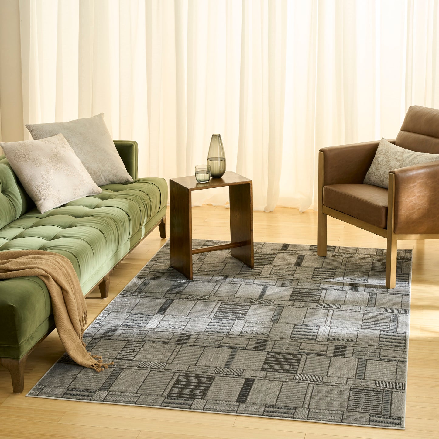 Nourison Nordic 5' x 7' Black Grey Modern Indoor Rug