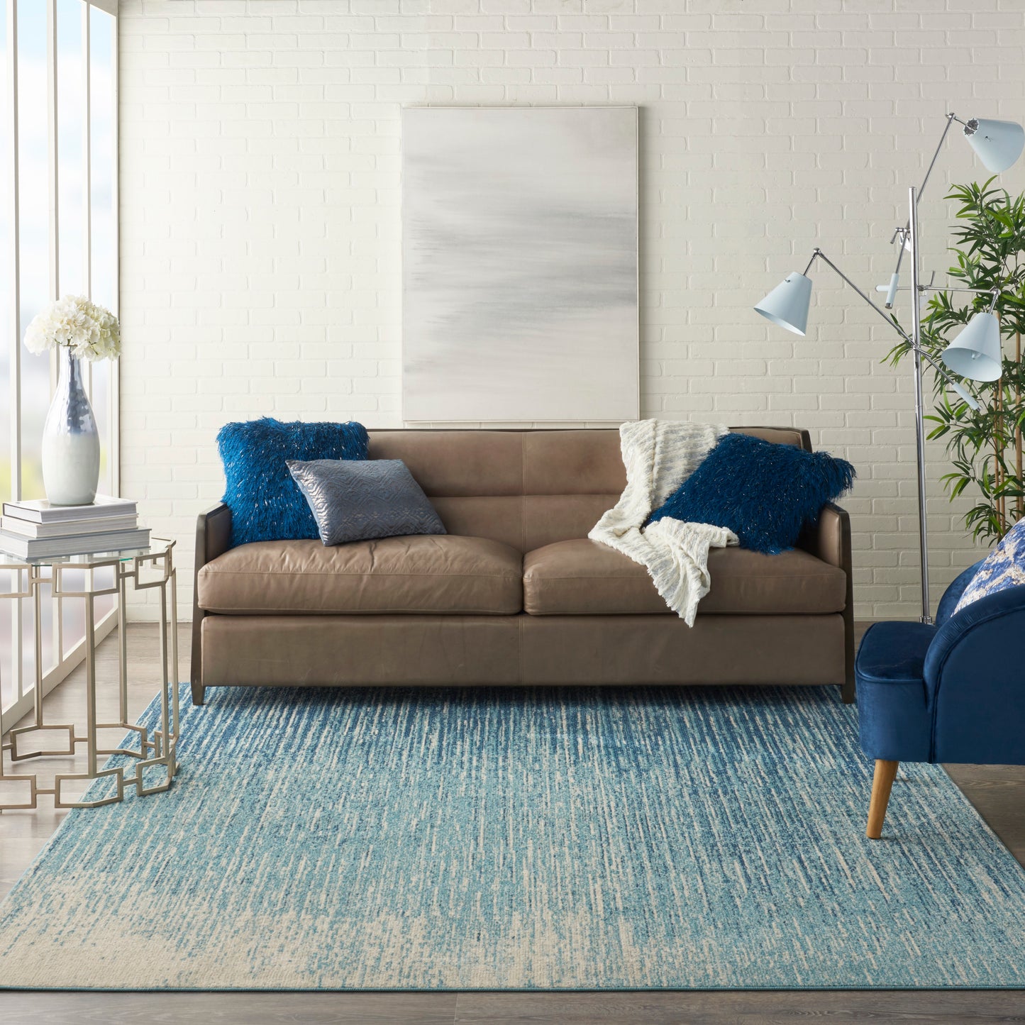 Nourison Passion 9' x 12' Navy/Light Blue Modern Indoor Rug