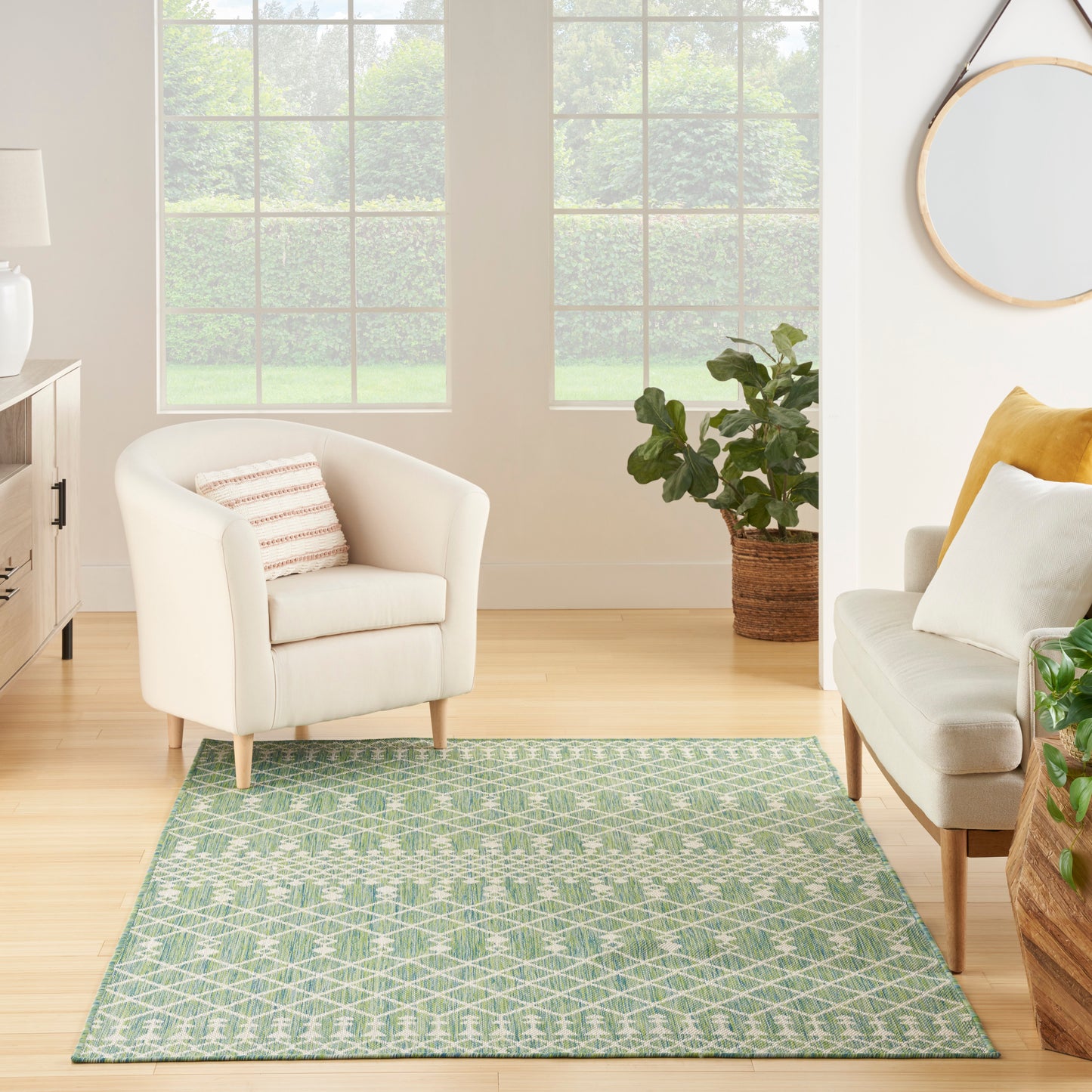 Nourison Positano 5' x 7' Blue Green Modern Rug