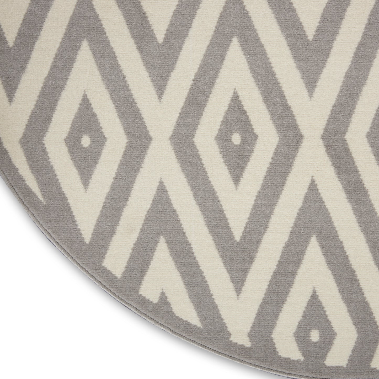 Nourison Grafix 5'3" x Round White/Grey Mid-Century Modern Indoor Rug