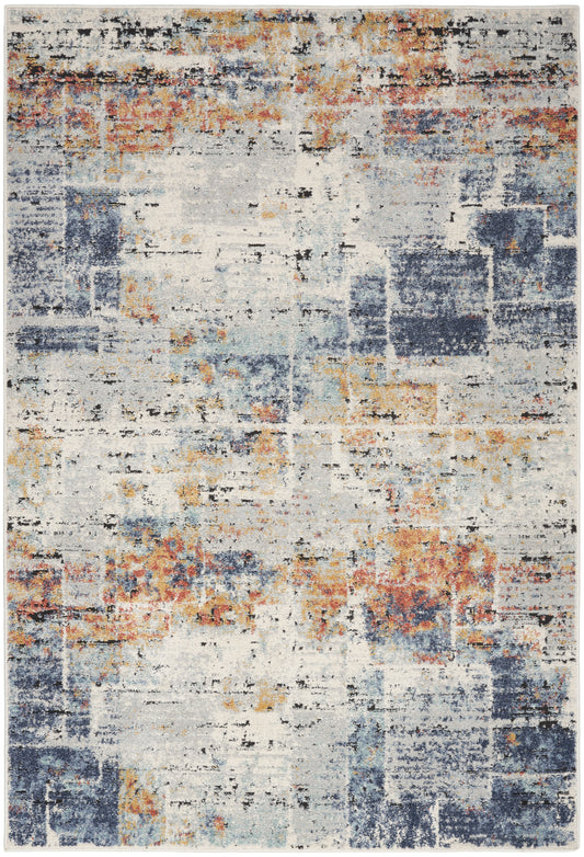 Nourison Motion 5'3" x 7' Blue Multicolor Modern Indoor Rug