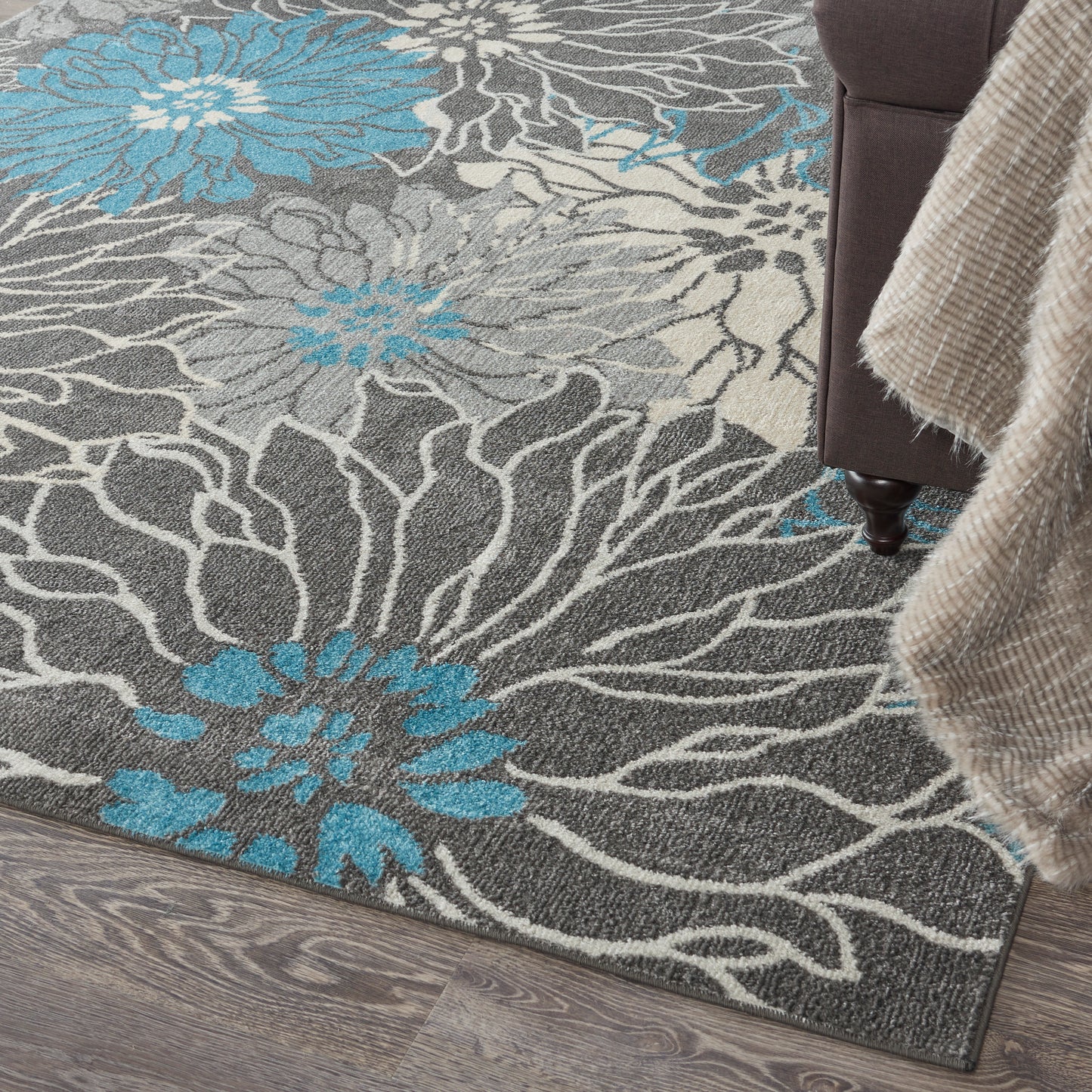 Nourison Passion 6'7" x 9'6" Charcoal Blue Contemporary Indoor Rug
