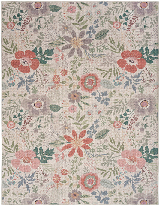 Nourison Nourison Washables 5'2" x 7' Cream Multicolor Farmhouse Indoor Rug