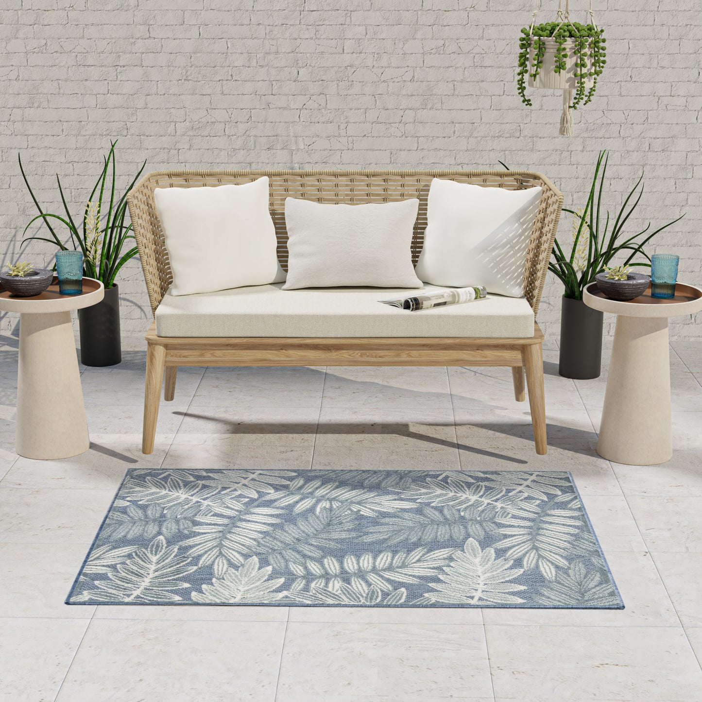 Nourison Aloha 2'8" x 4' Blue Modern Rug