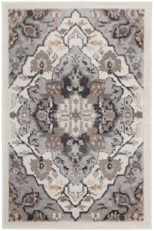 Nourison Elation 2' x 3' Ivory Grey Transitional Indoor Rug