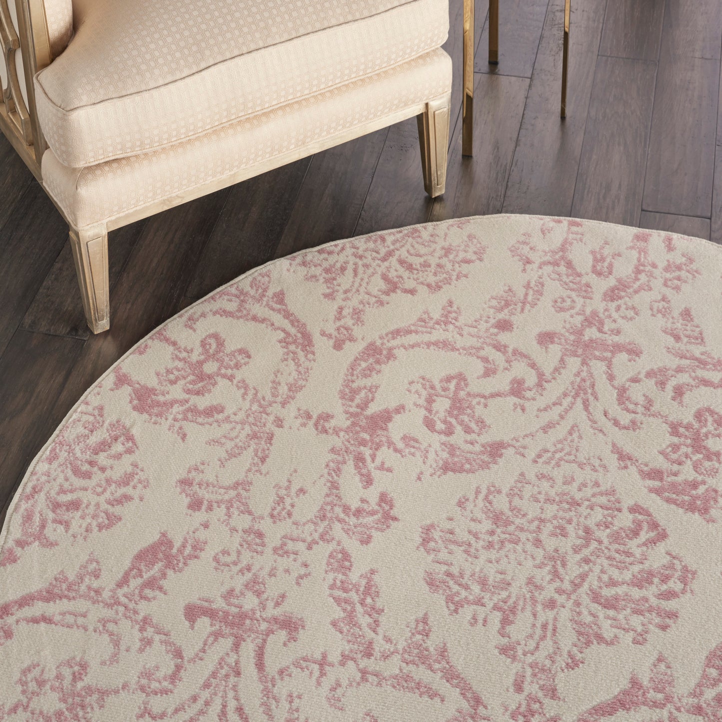 Nourison Jubilant 5'3" x Round Ivory Pink Vintage Indoor Rug