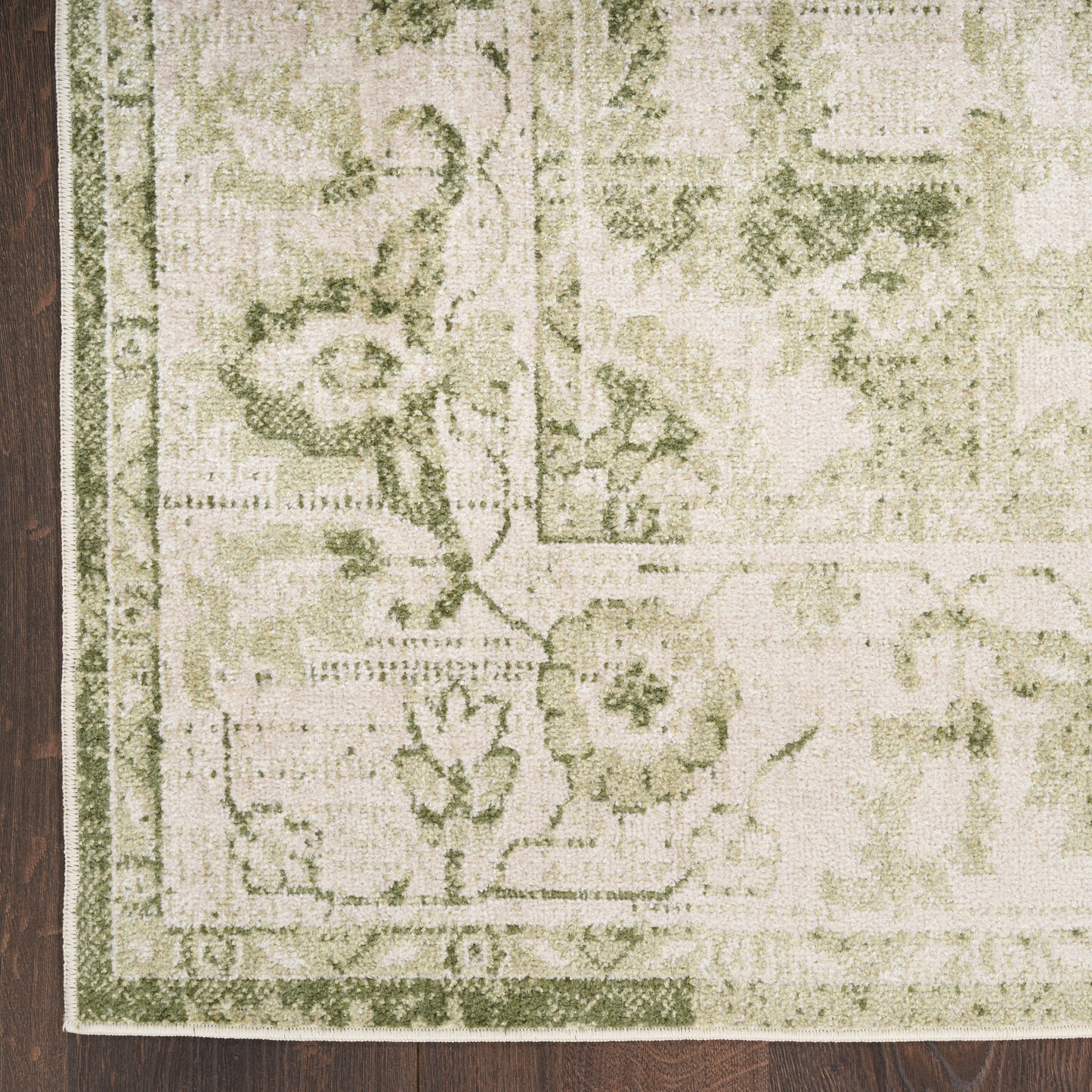 Nourison Astra Machine Washable 9' x 12' Ivory Green Vintage Indoor Rug