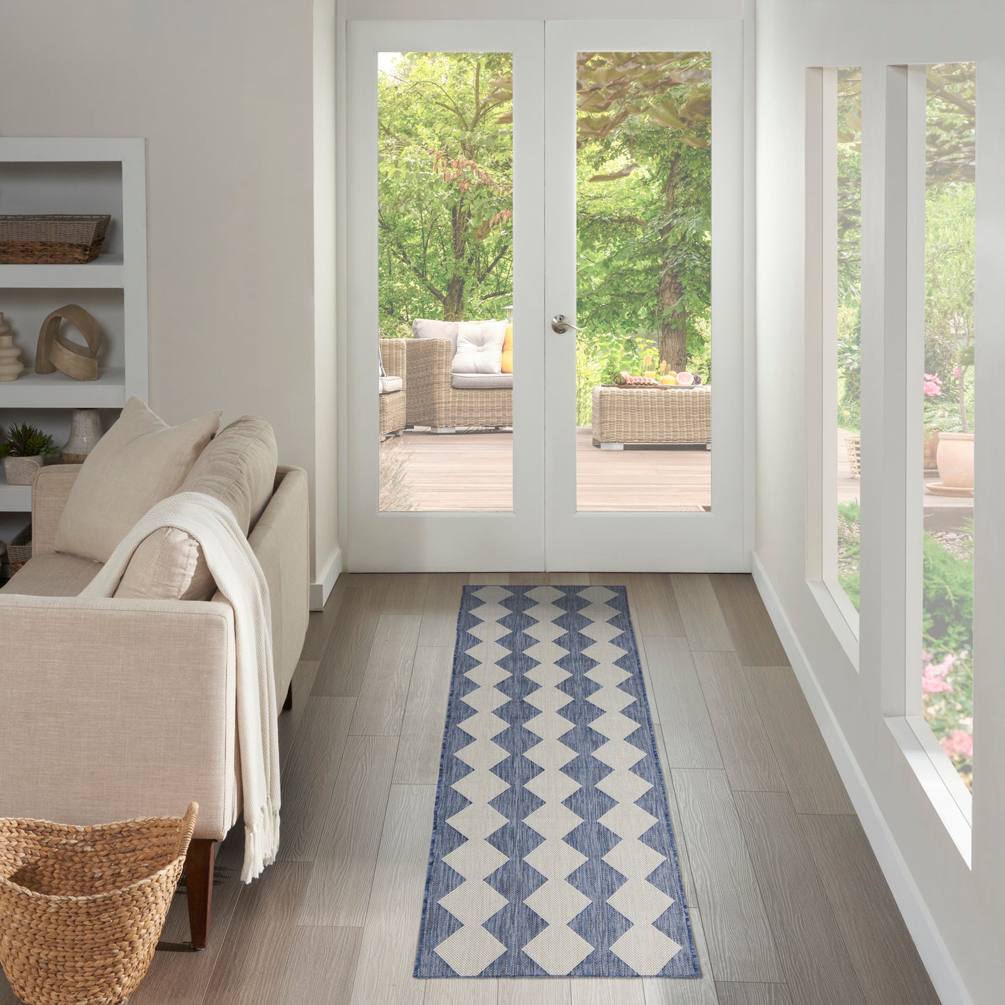Nourison Positano 2'2" x 12' Navy Blue Modern Rug