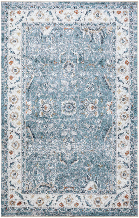 Nourison Astra Machine Washable 3'3" x 5' Blue Vintage Indoor Rug
