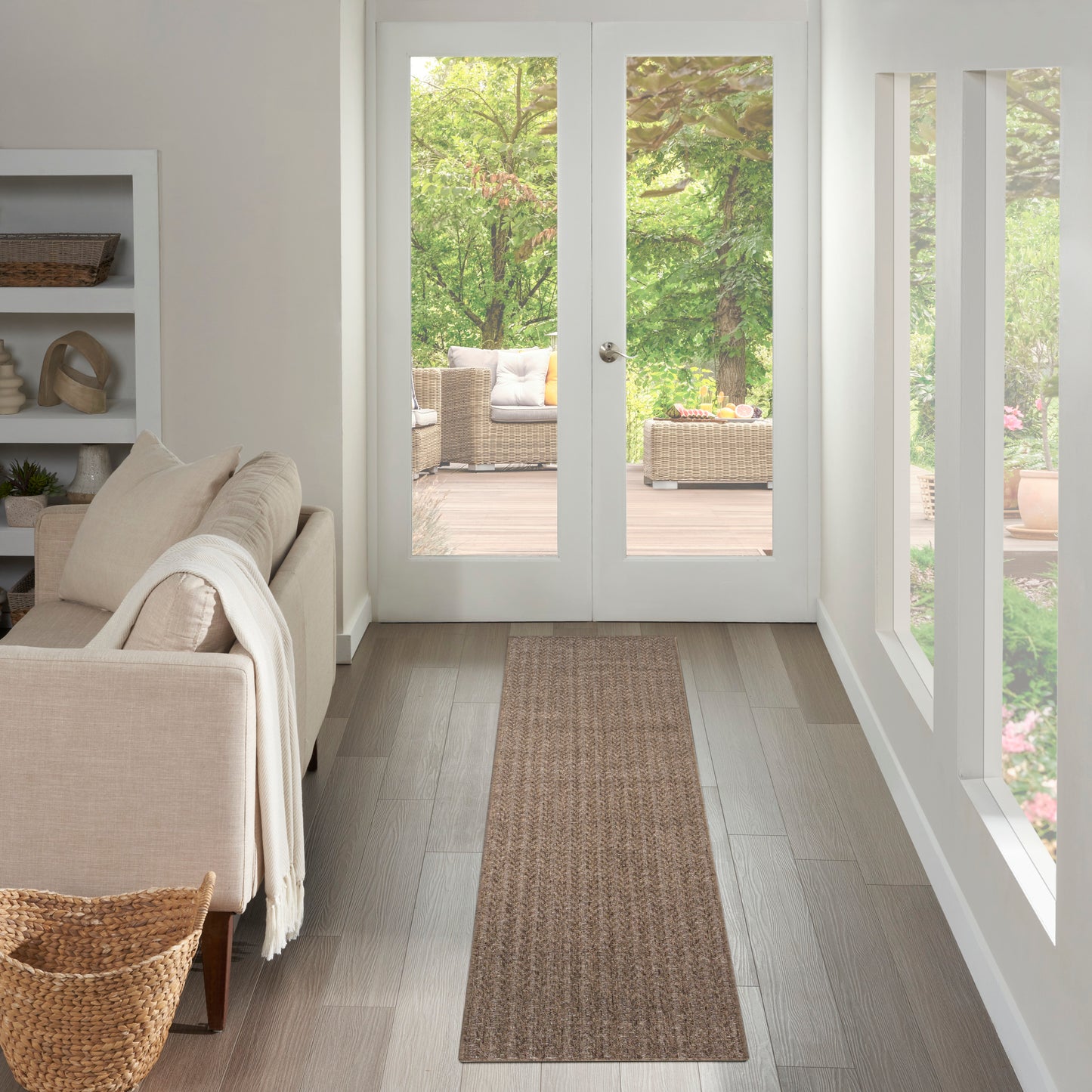 Nourison Tulum 2'2" x 10' Brown Outdoor Rug