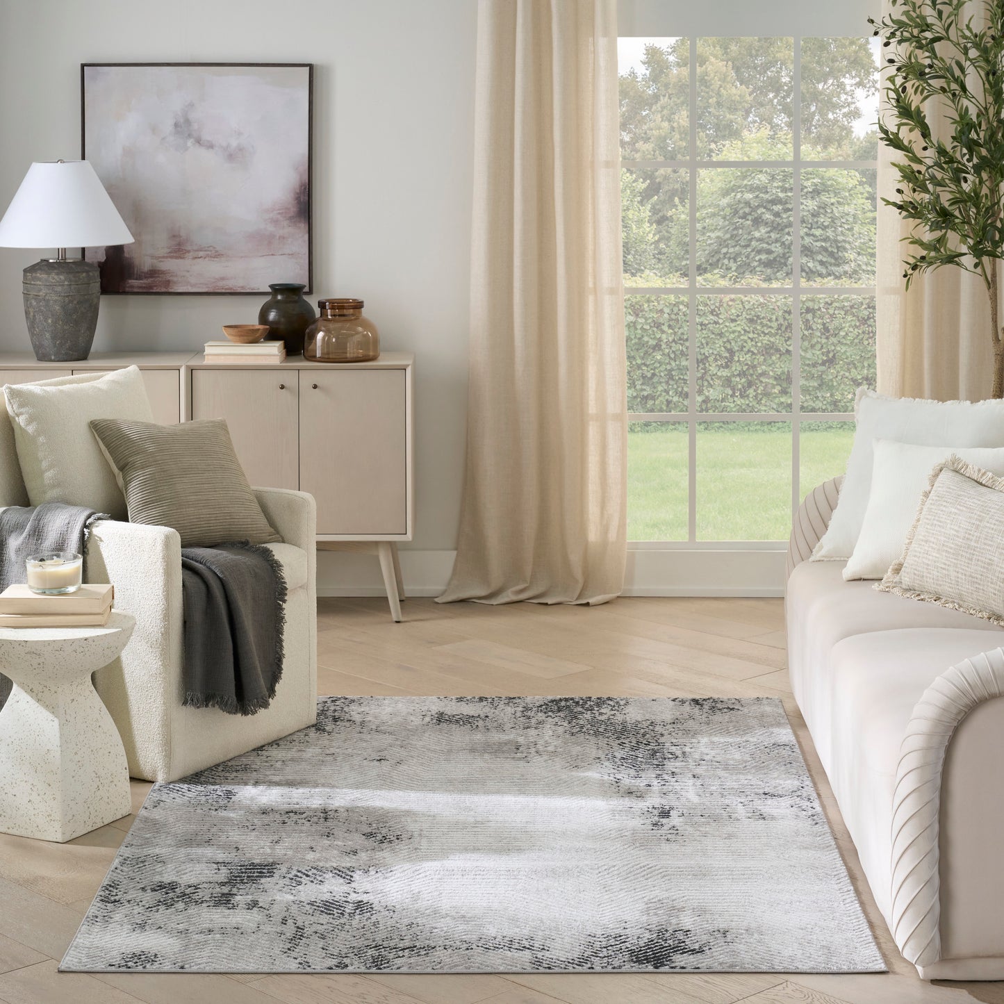Nourison Dekor 4' x 6' Grey Charcoal Modern Indoor Rug