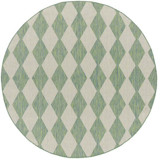Nourison Positano 8' x Round Blue Green Modern Rug