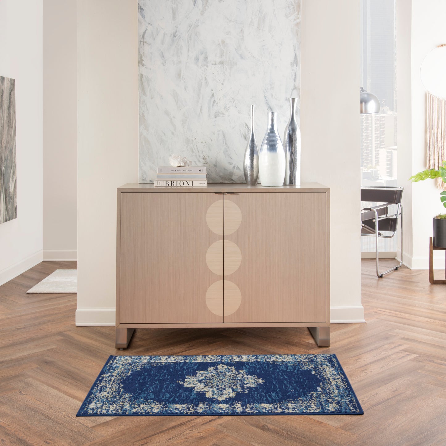 Nourison Grafix 2' x 4' Navy Blue Vintage Indoor Rug