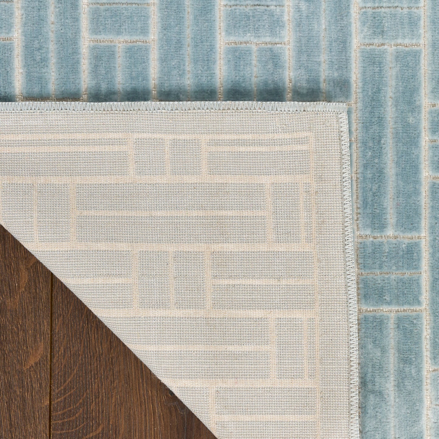 Nourison Washable Charm 5' x 7' Blue Ivory Modern Indoor Rug