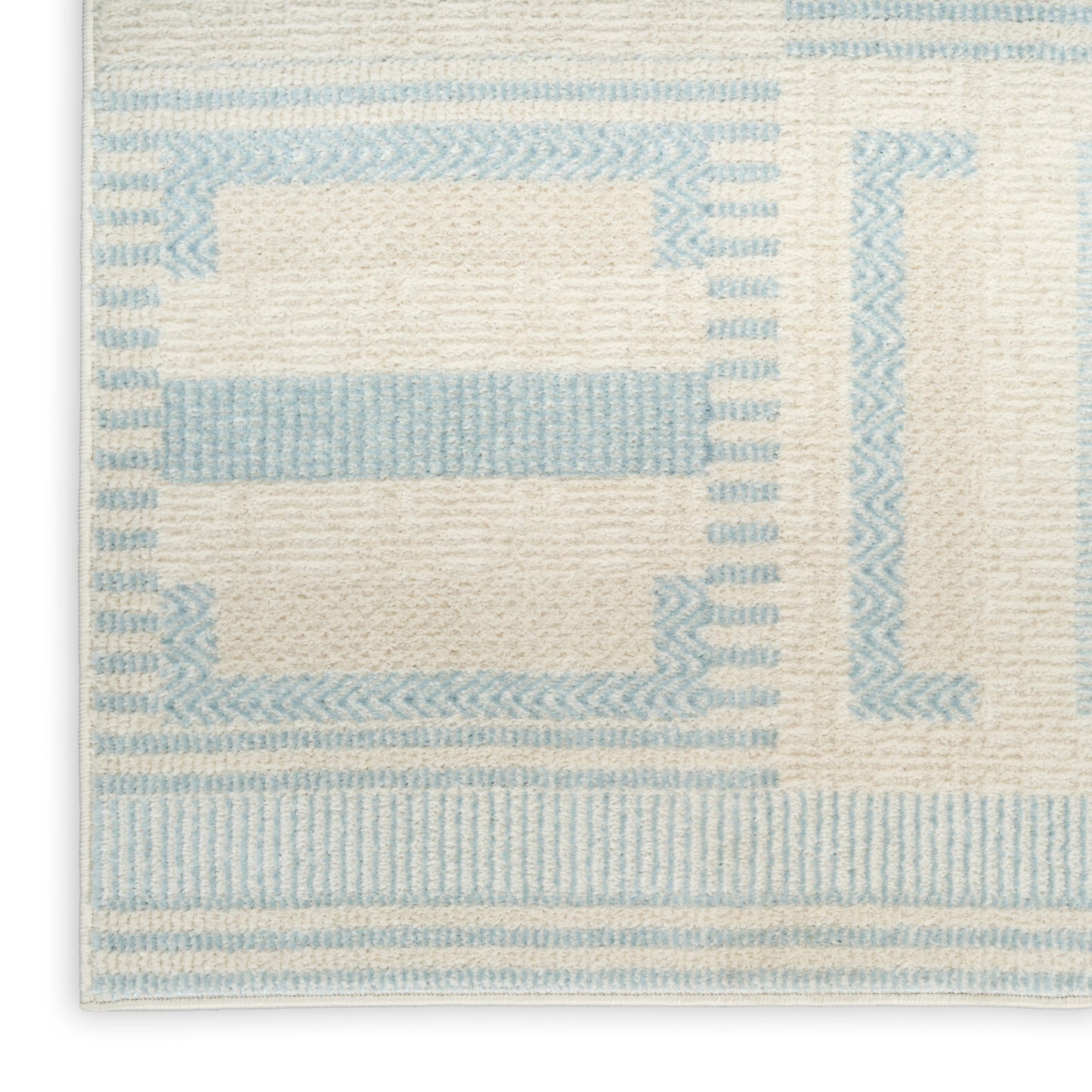 Nourison Nordic 2' x 6' Ivory Blue Modern Indoor Rug