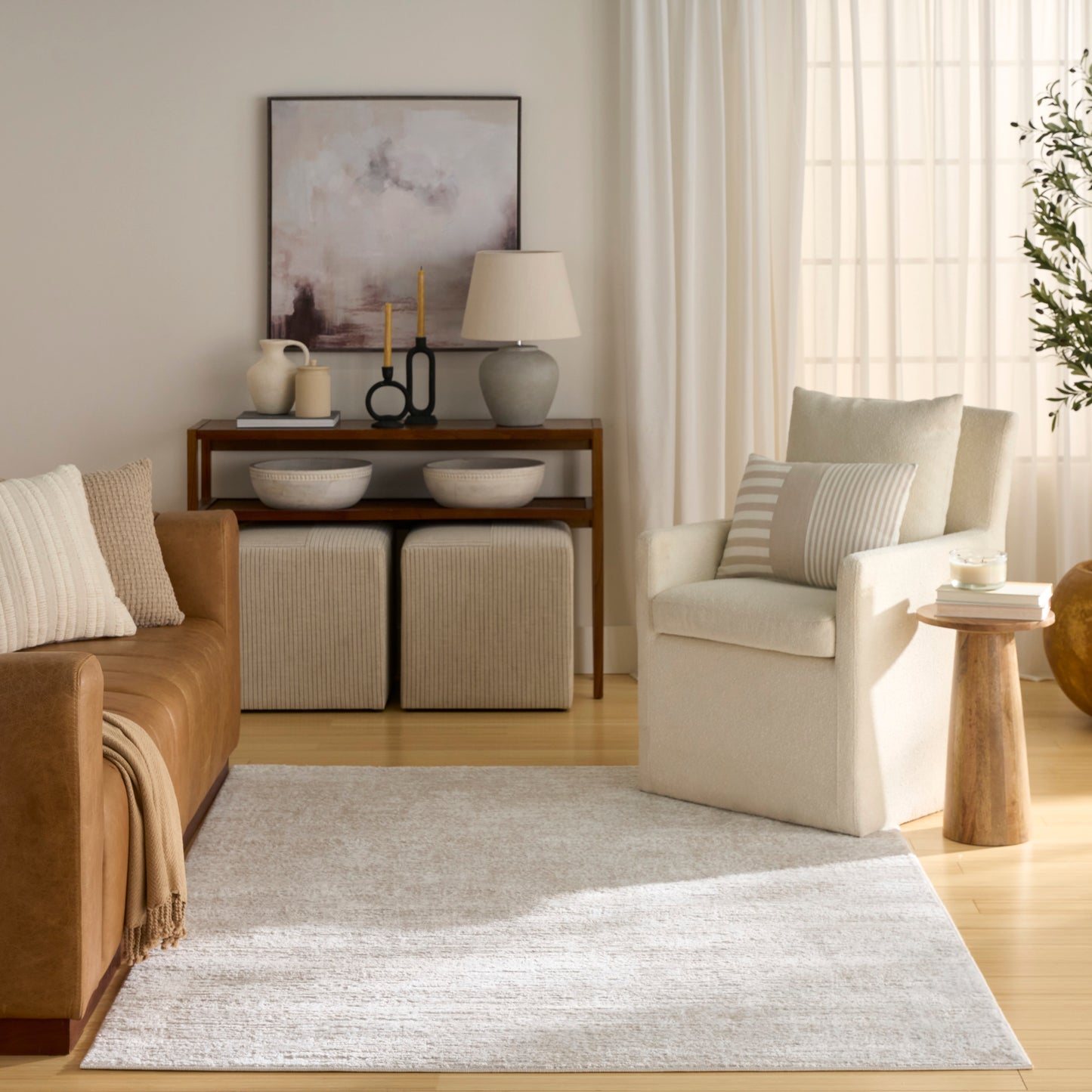 Nourison Dekor 5'3" x 7' Beige Modern Indoor Rug