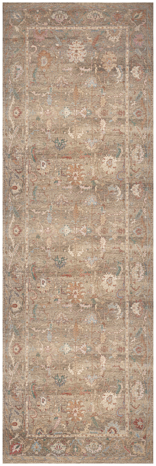 Nourison Vintage Washables 2' x 6' Taupe Multicolor Vintage Indoor Rug