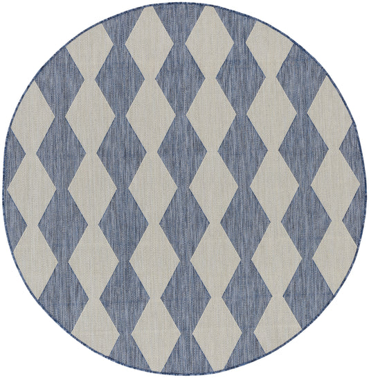 Nourison Positano 6' x Round Navy Blue Modern Rug