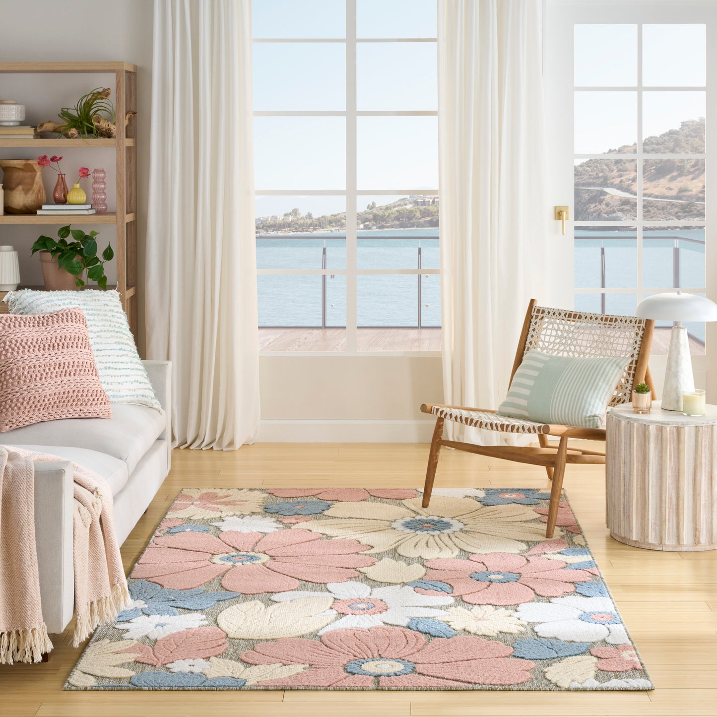 Nourison Aloha 5'3" x 7'5" Rose Modern Rug