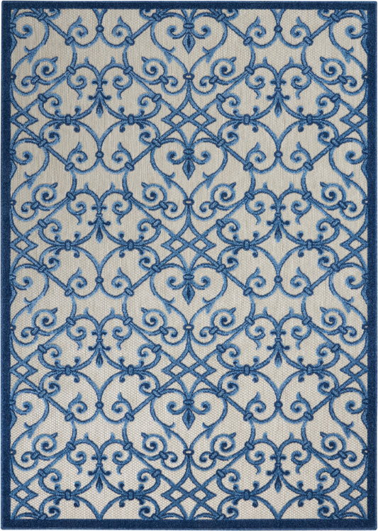 Nourison Aloha 5'3" x 7'5" Grey Blue Contemporary Rug