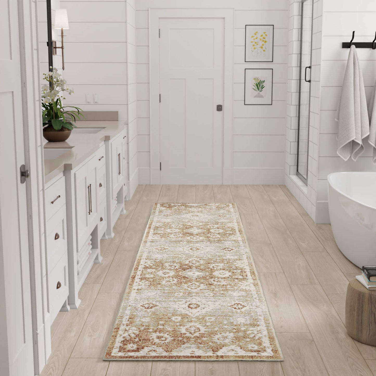 Nourison Astra Machine Washable 2' x 6' Copper Vintage Indoor Rug