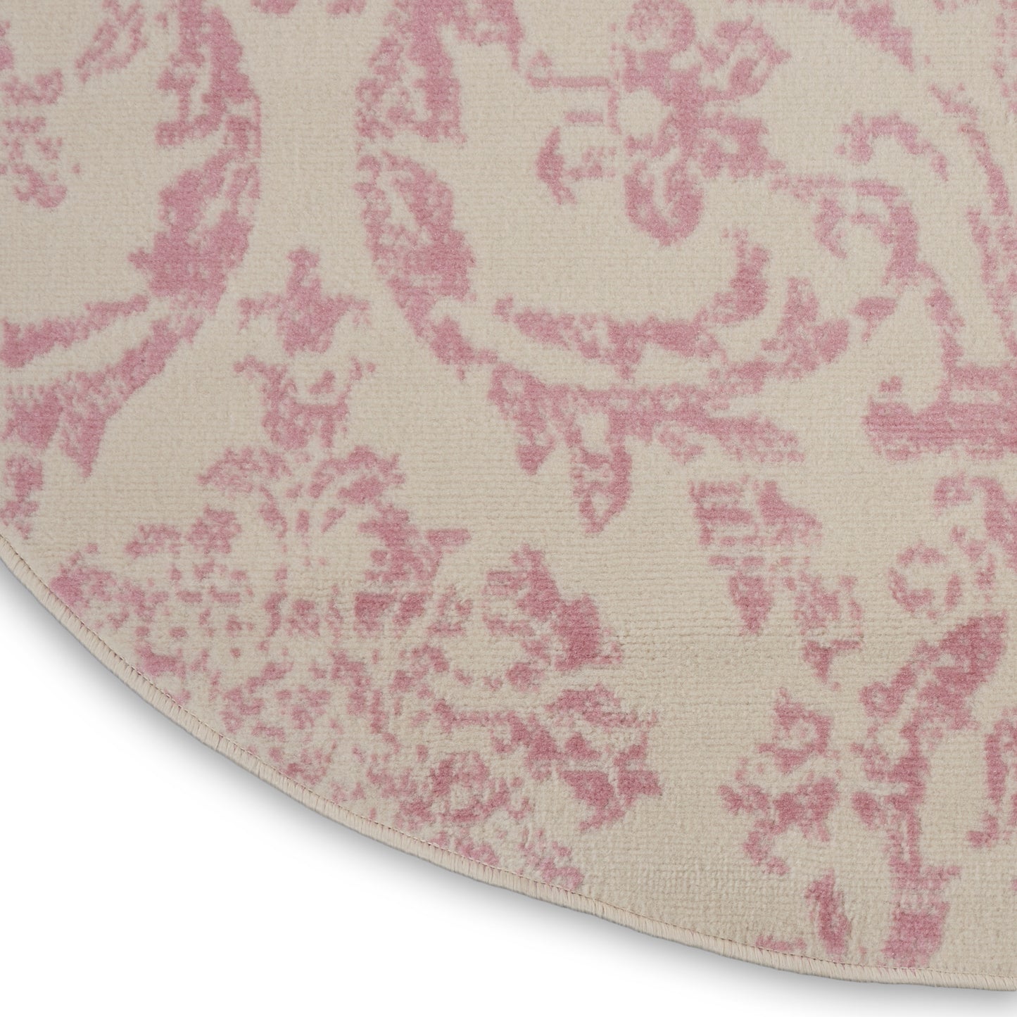Nourison Jubilant 5'3" x Round Ivory Pink Vintage Indoor Rug