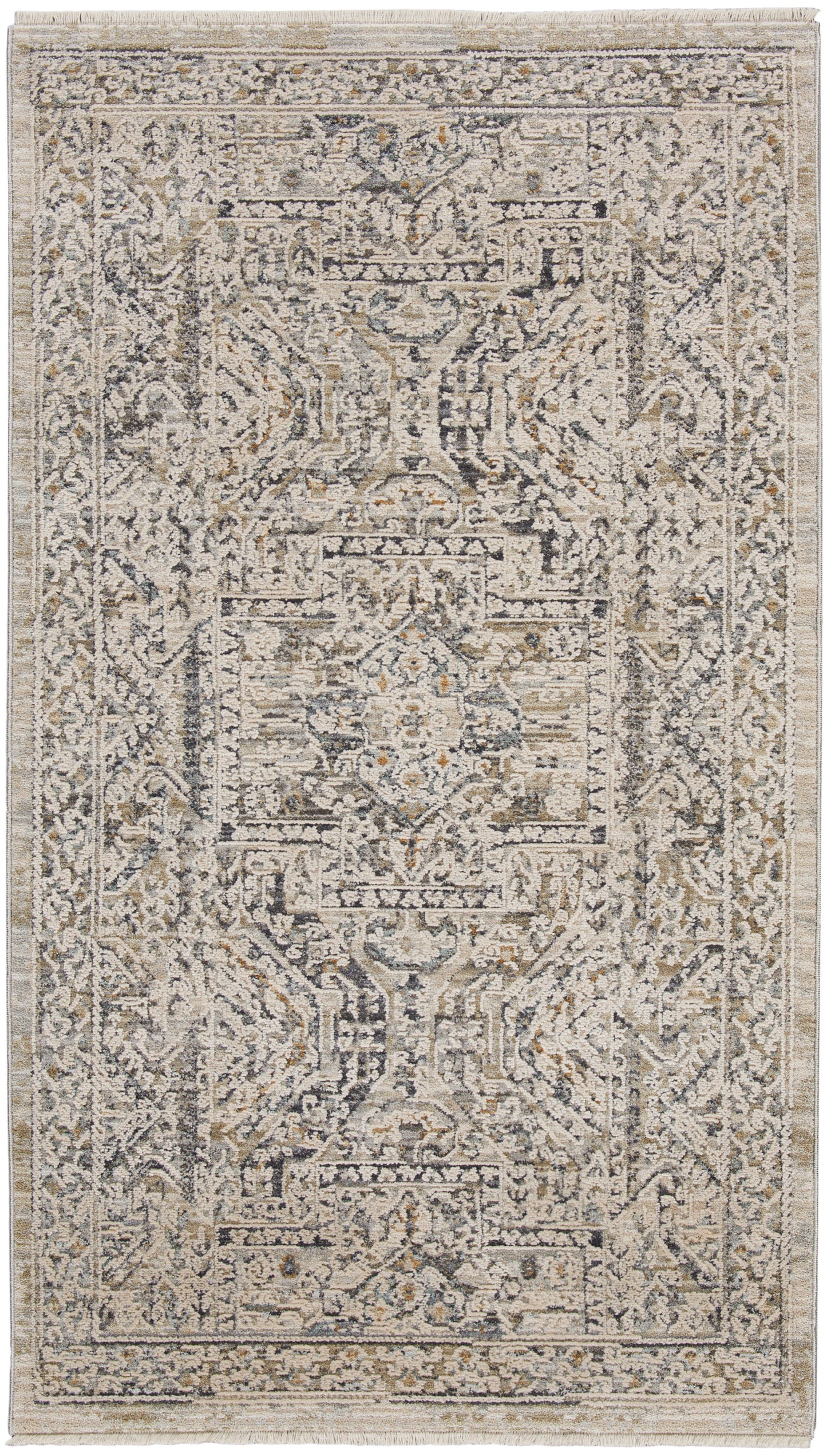 Nourison Lynx 2'6" x 4'6" Ivory/Grey/Blue Vintage Indoor Rug