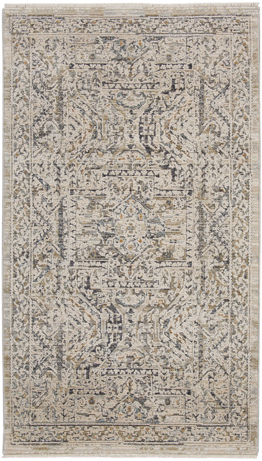 Nourison Lynx 2'6" x 4'6" Ivory/Grey/Blue Vintage Indoor Rug