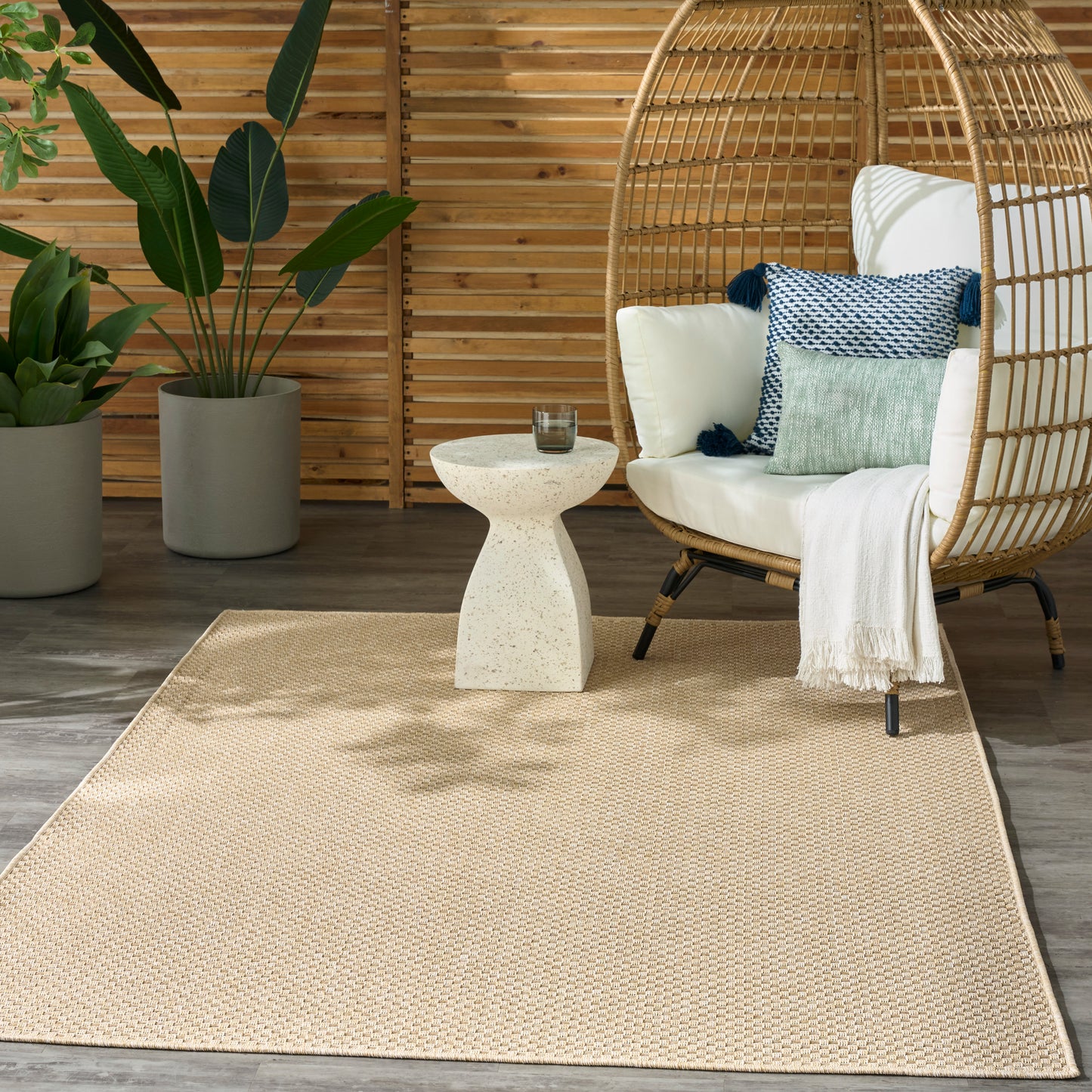 Nourison Tulum 4' x 6' Cream Outdoor Rug