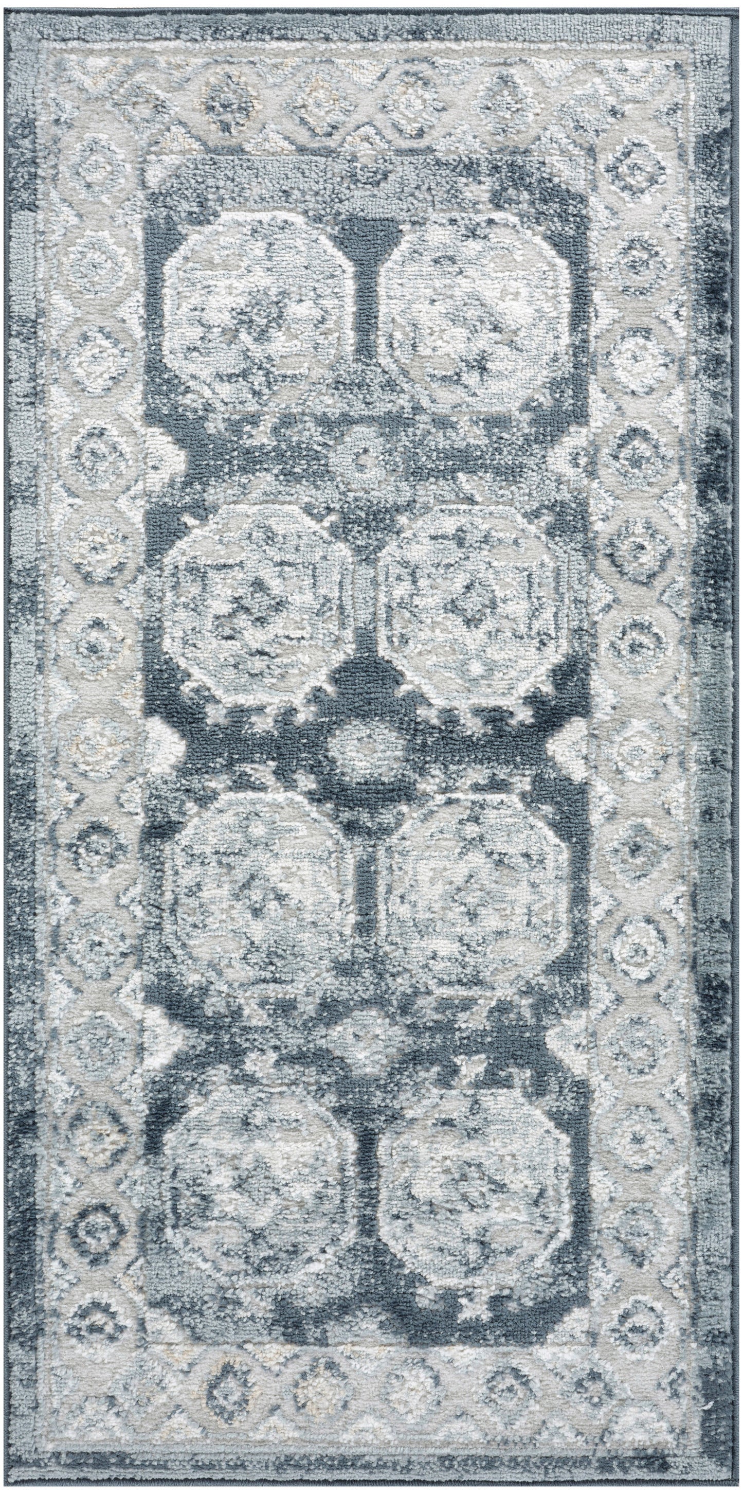Nourison Dekor 2' x 4' Grey Navy Vintage Indoor Rug