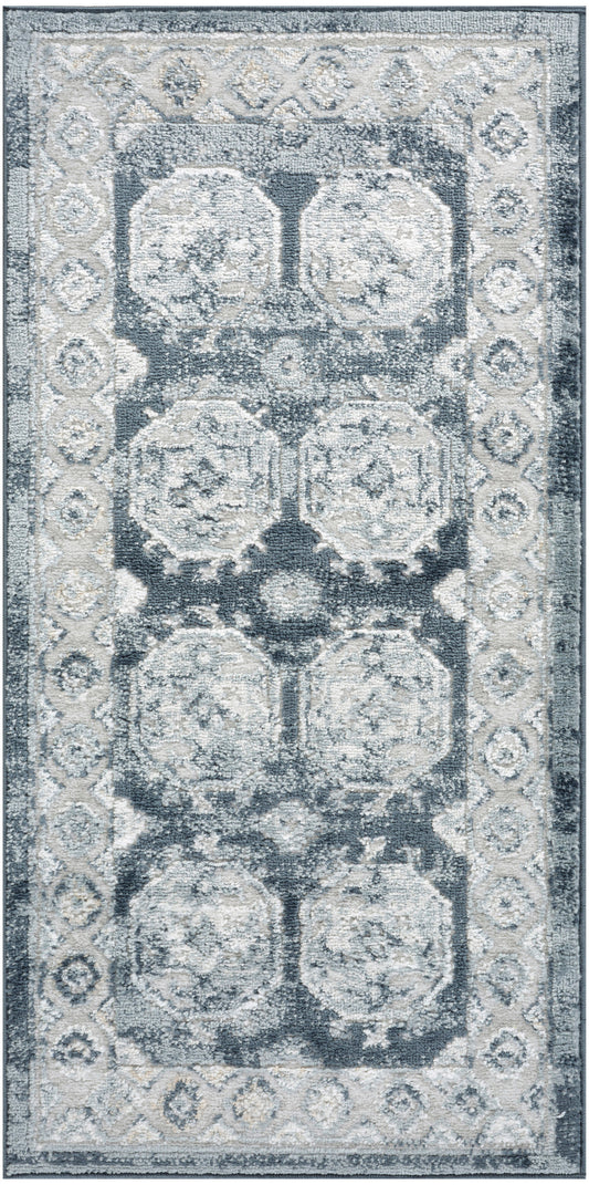Nourison Dekor 2' x 4' Grey Navy Vintage Indoor Rug