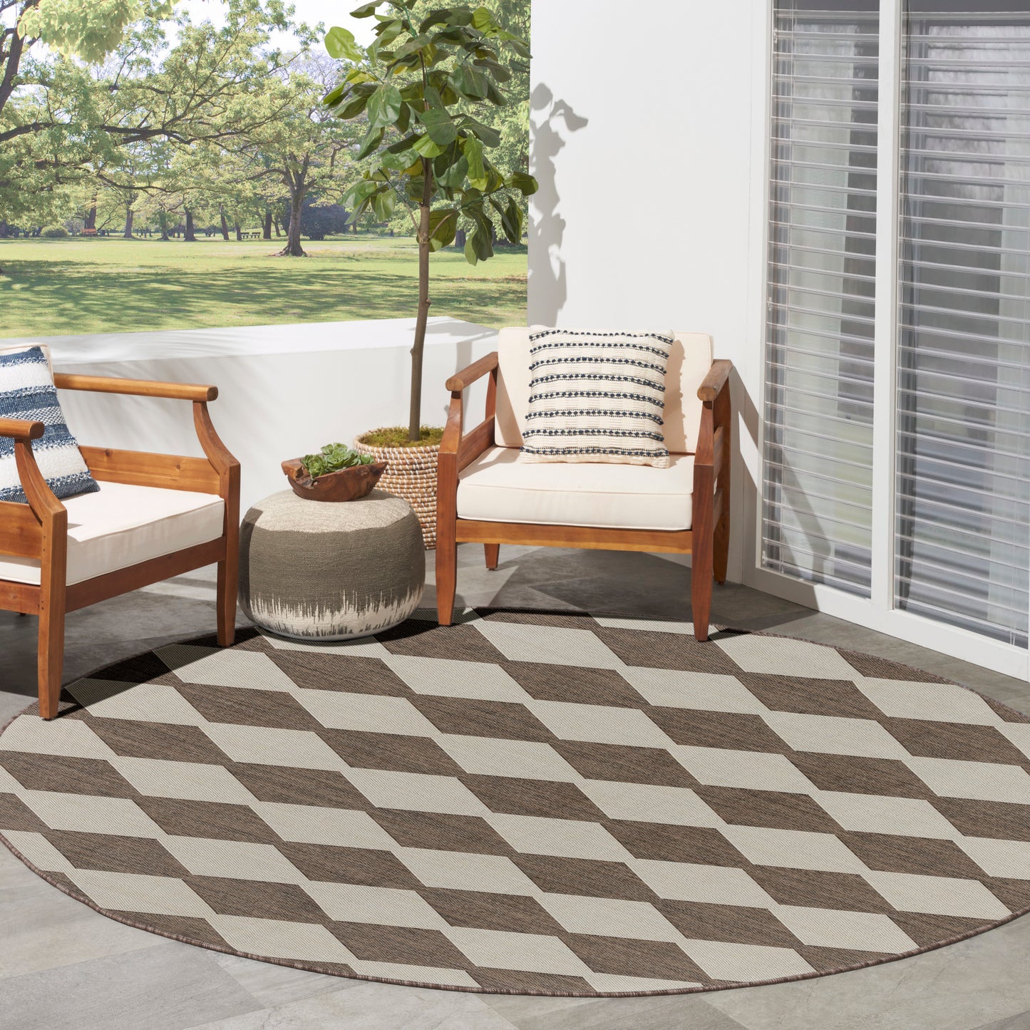 Nourison Positano 6' x Round Natural Modern Rug