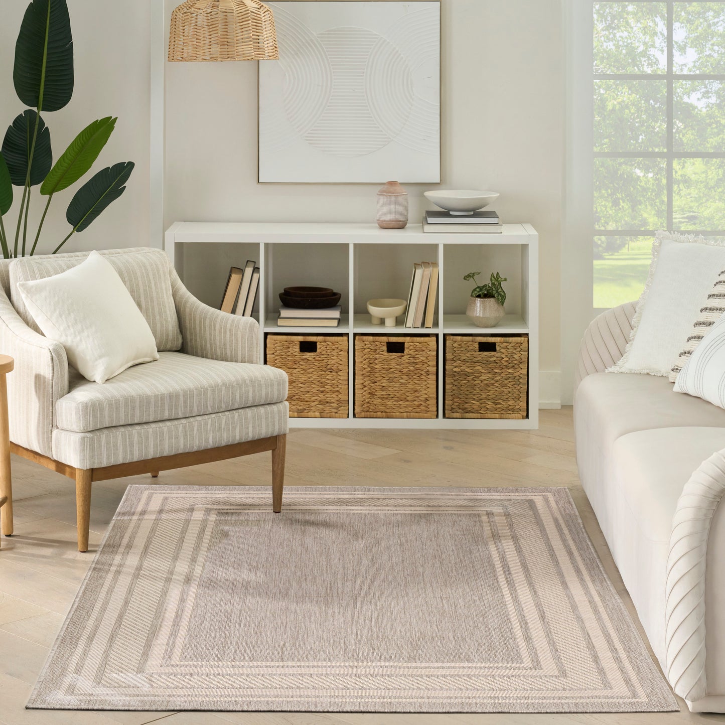 Nourison Horizon Indoor/Outdoor 4' x 6' Grey Modern Rug