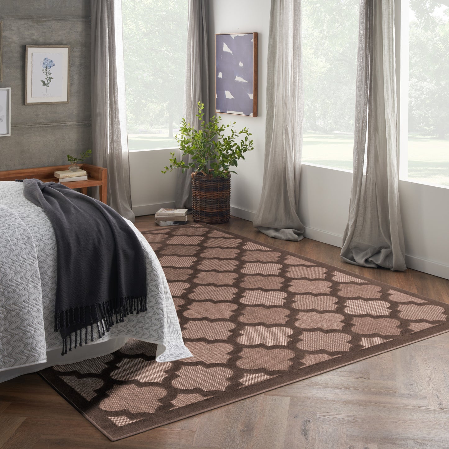 Nourison Easy Care 10' x 14' Brown Modern Rug