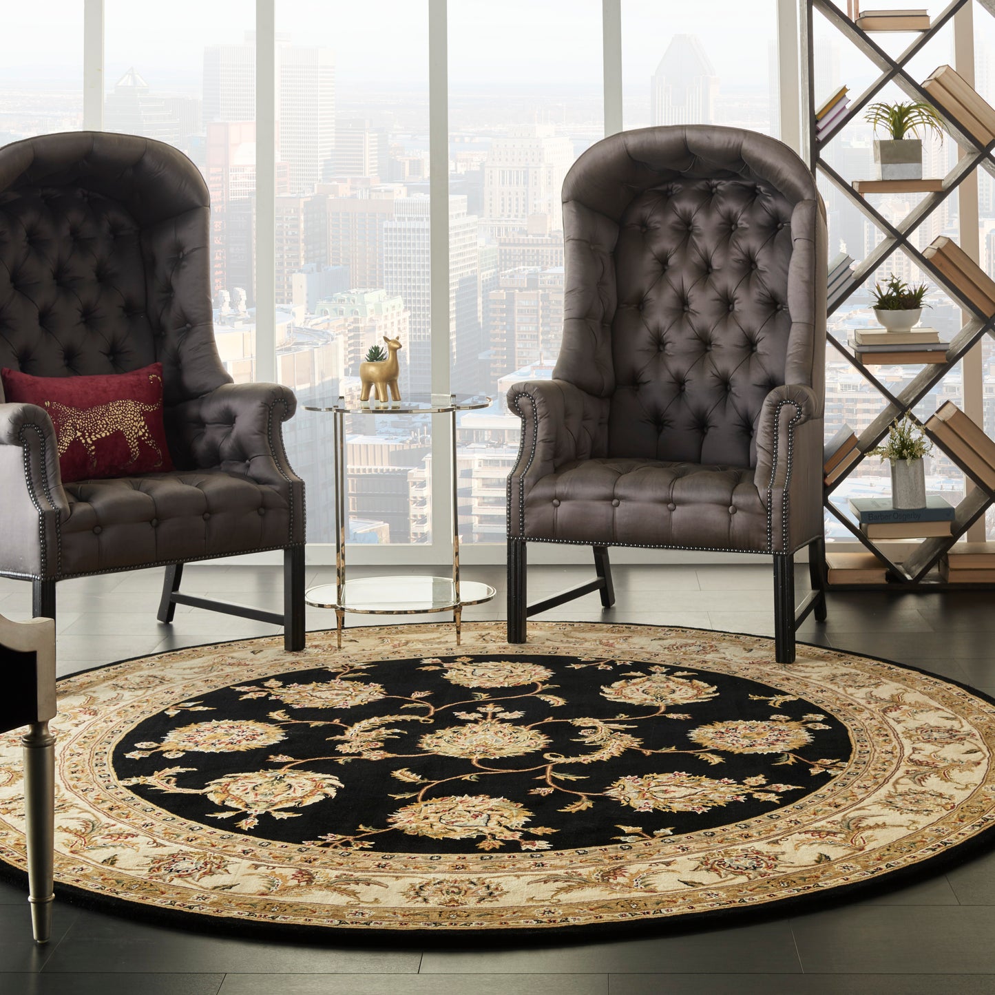 Nourison Nourison 2000 8' x Round Black Traditional Indoor Rug