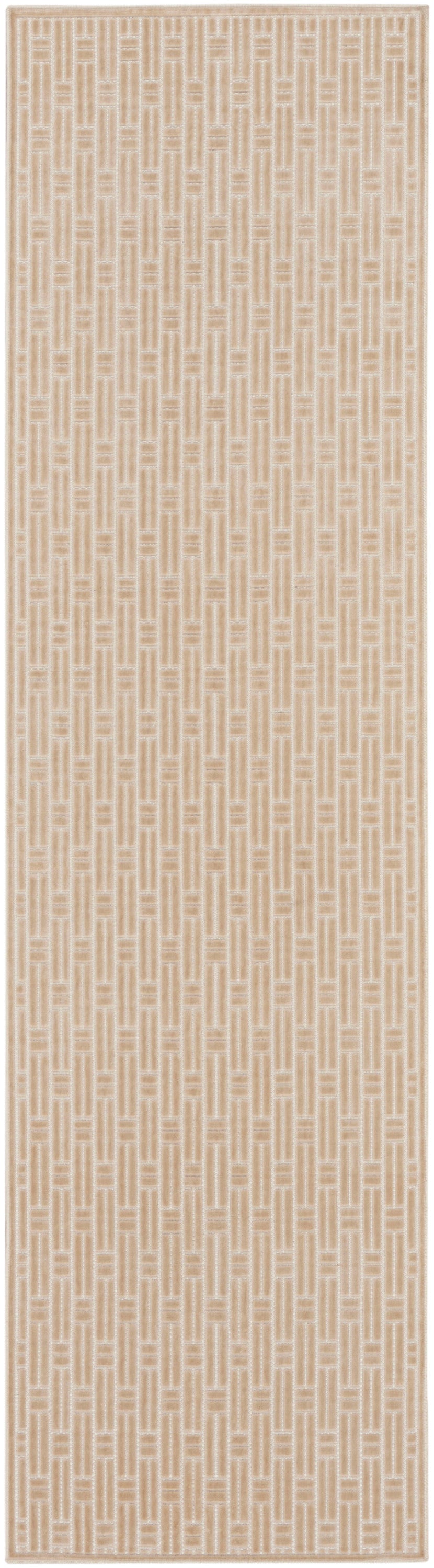 Nourison Washable Charm 2' x 6' Beige Ivory Modern Indoor Rug