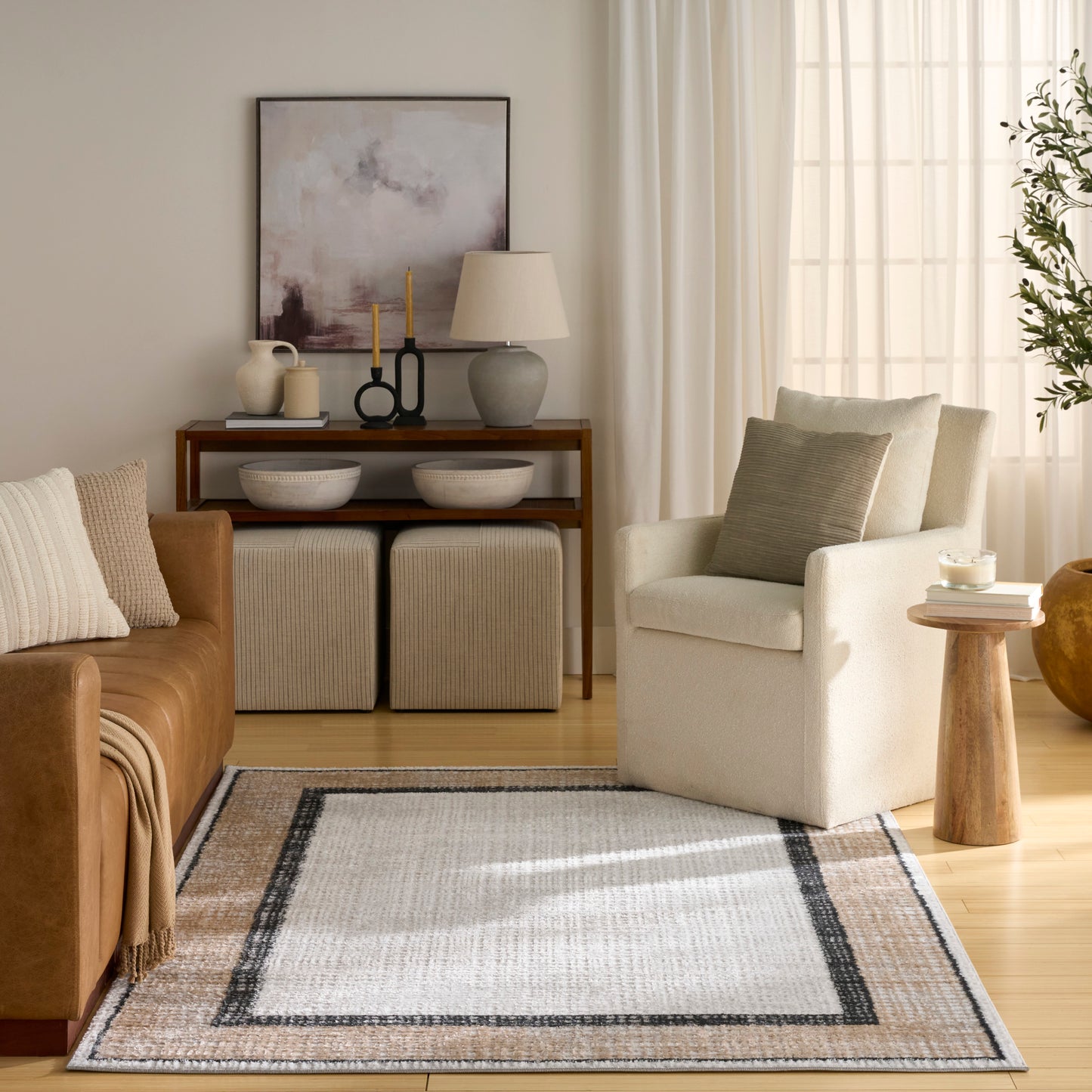Nourison Dekor 4' x 6' Grey Charcoal Modern Indoor Rug