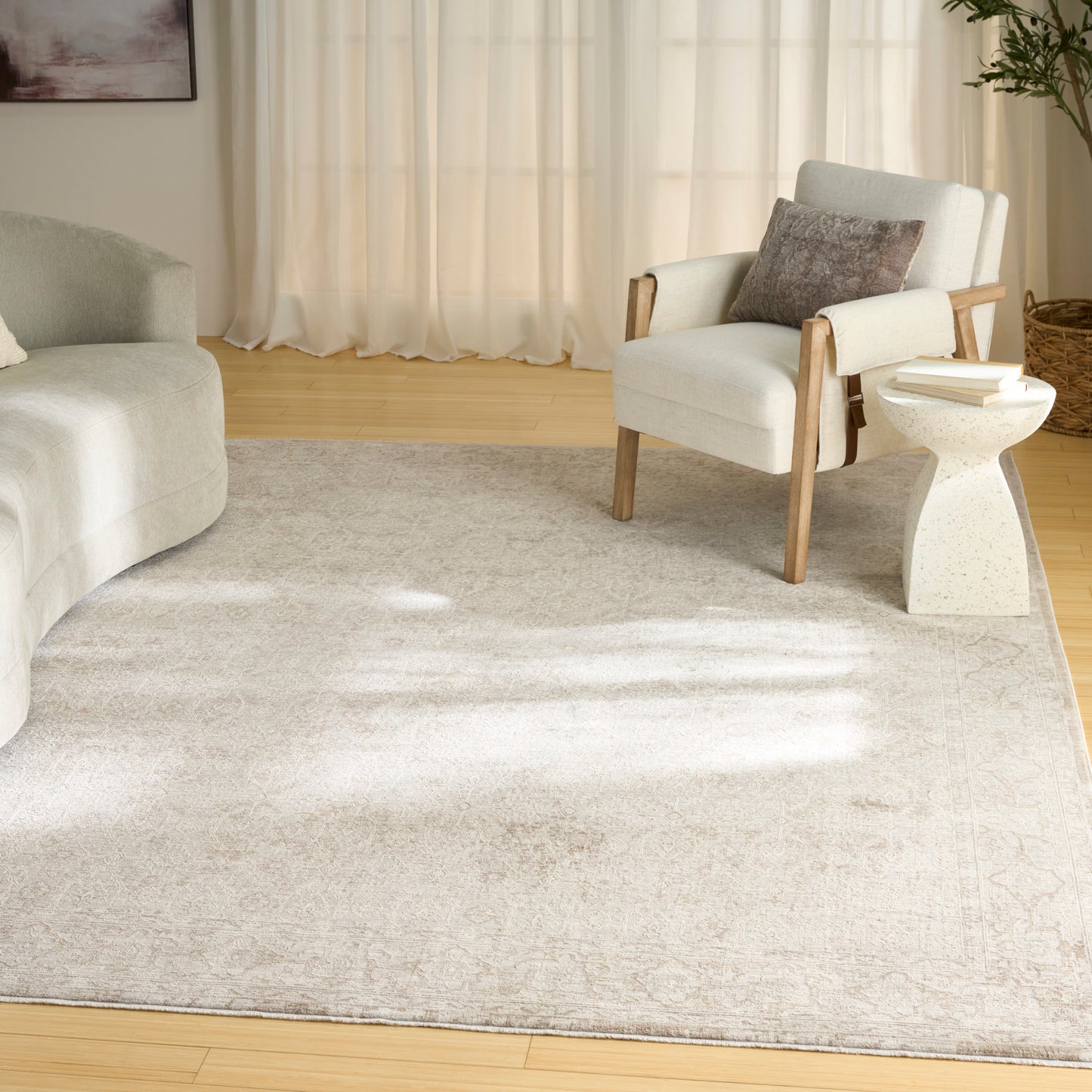 Nourison Shadows 9' x 12' Ivory Grey Vintage Indoor Rug