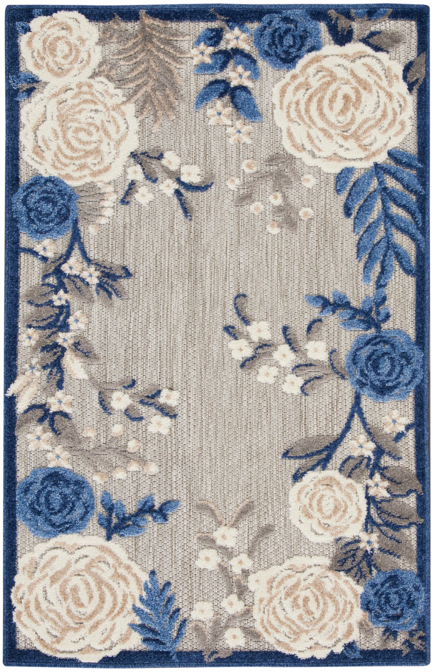 Nourison Aloha 2' x 3' Blue Grey Outdoor Rug