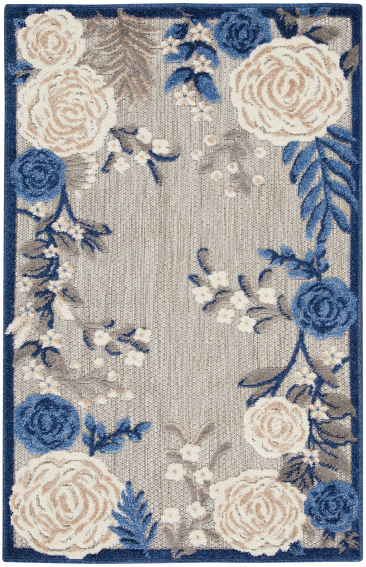 Nourison Aloha 2' x 3' Blue Grey Outdoor Rug