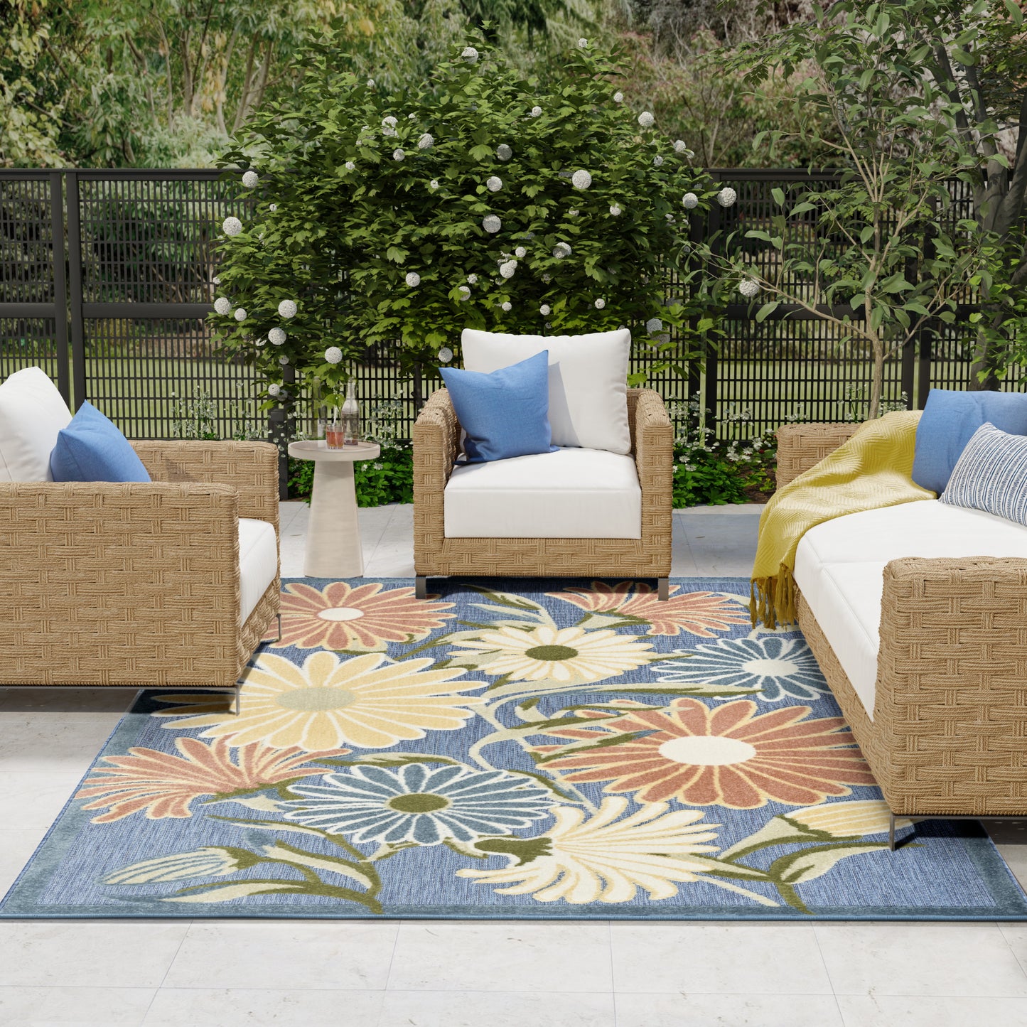 Nourison Aloha 7'10" x 10'6" Blue Sage Outdoor Rug