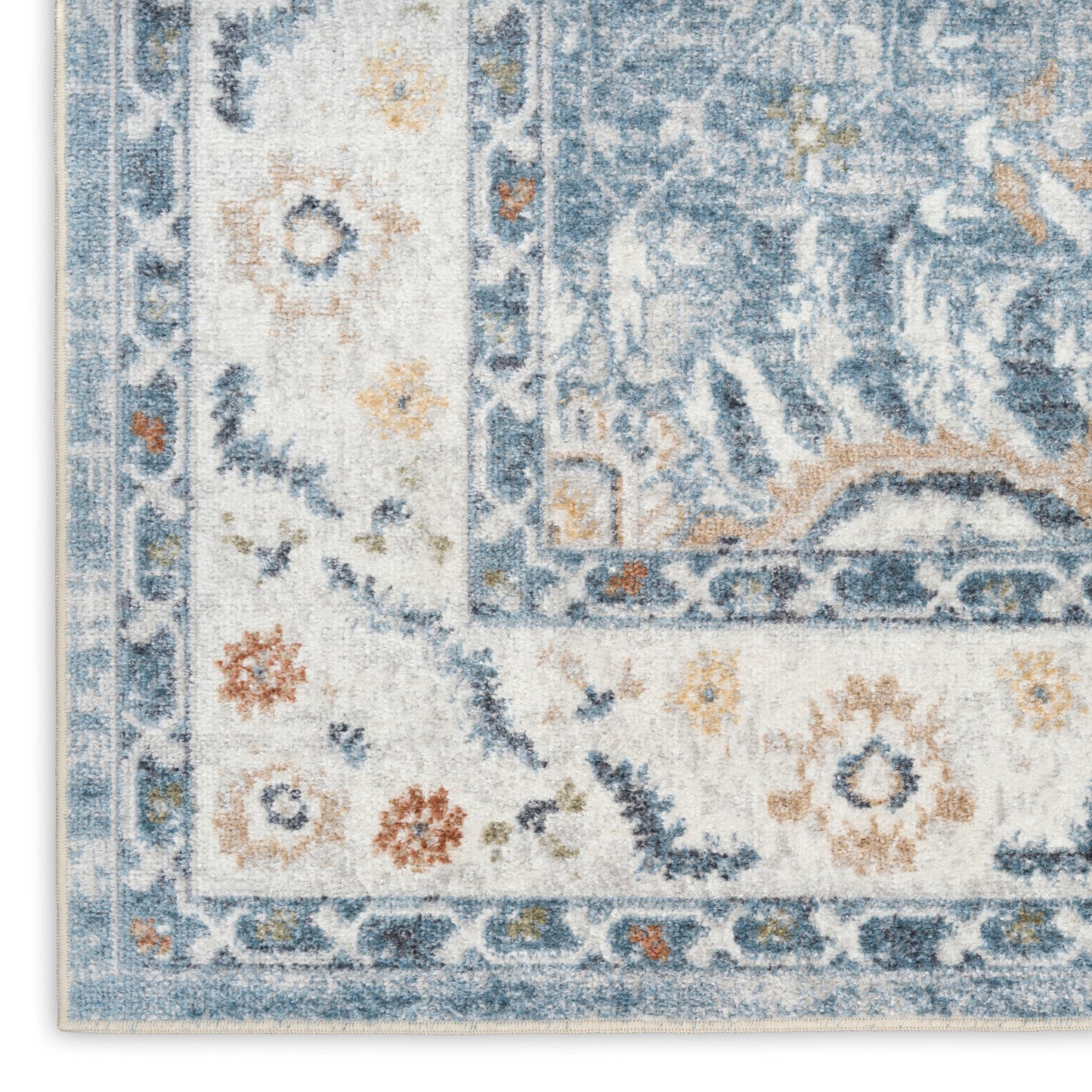 Nourison Astra Machine Washable 3'3" x 5' Blue Vintage Indoor Rug