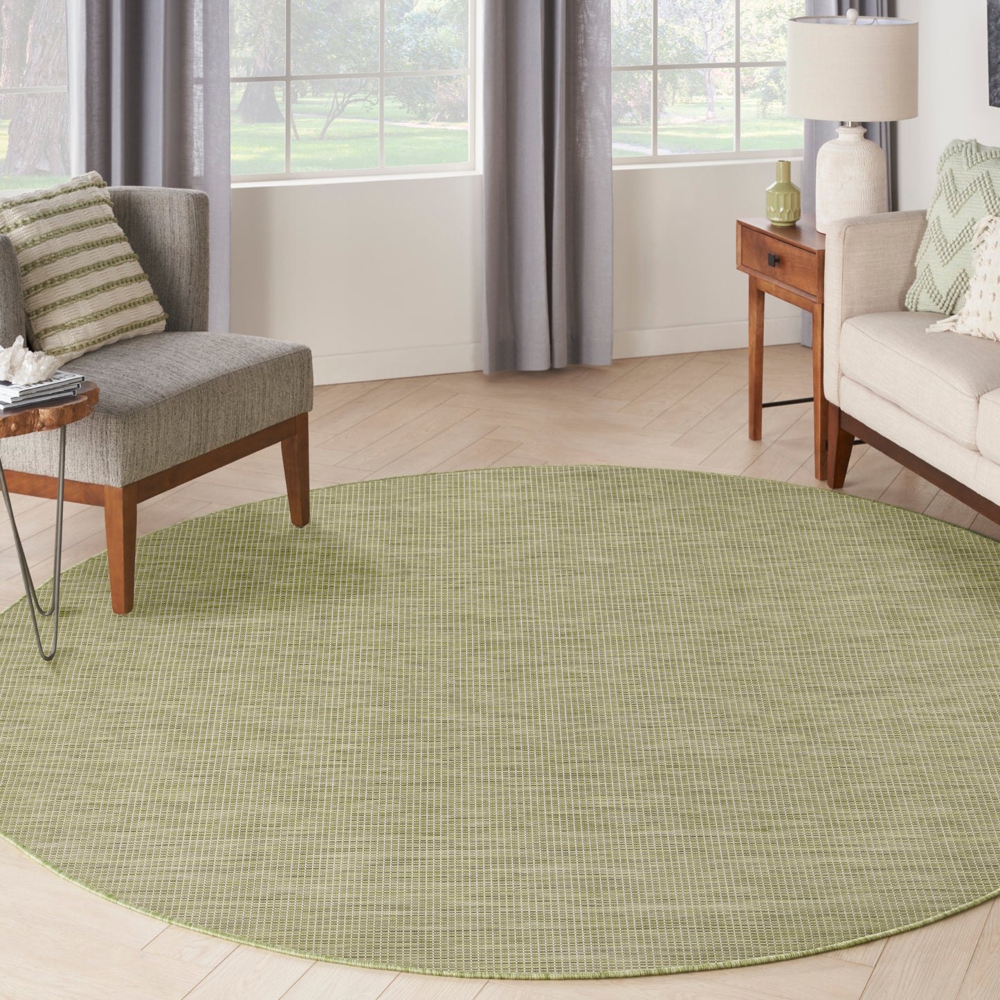 Nourison Positano 6' x Round Green Modern Rug