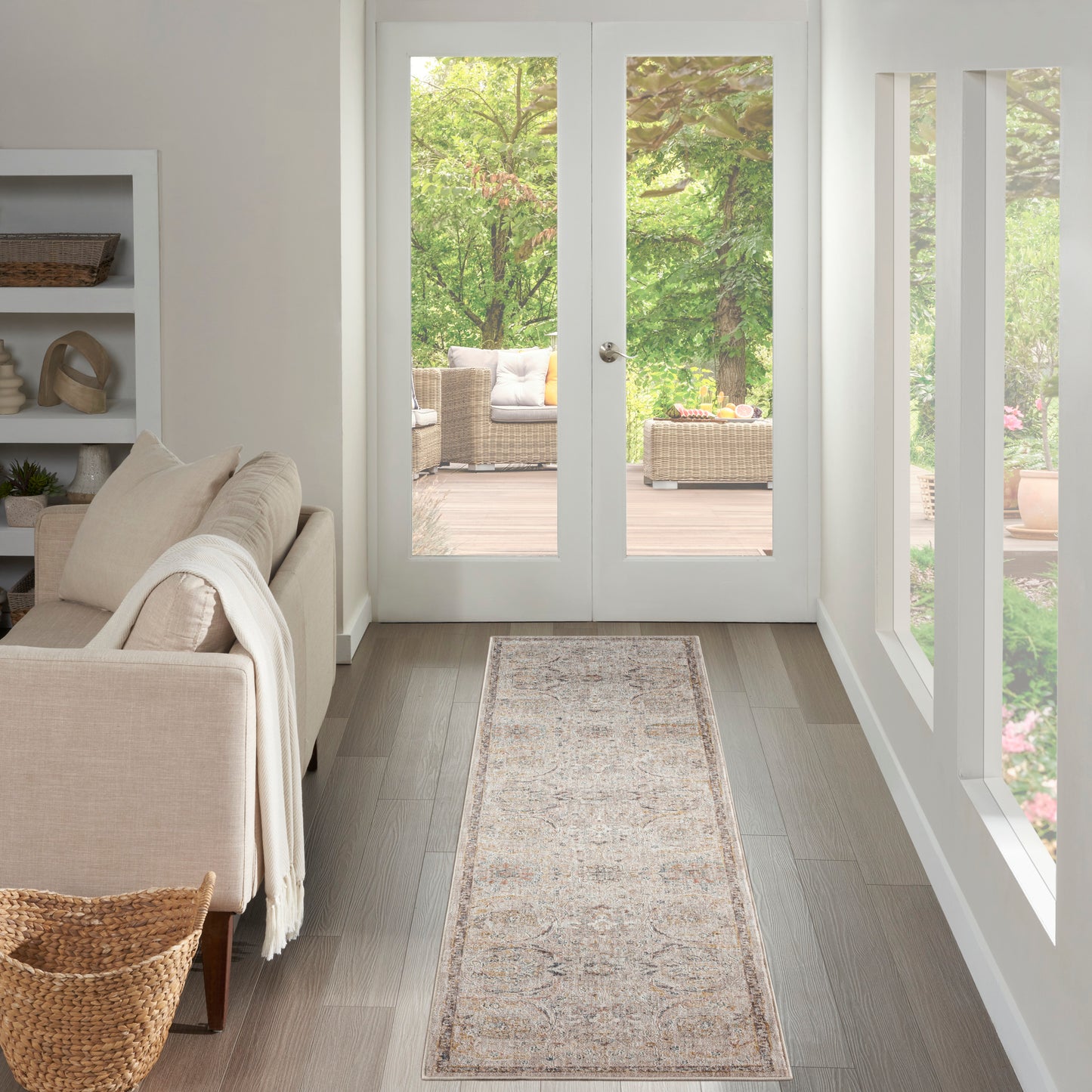 Nourison Antique Fusion 2'2" x 10' Light Grey Vintage Indoor Rug