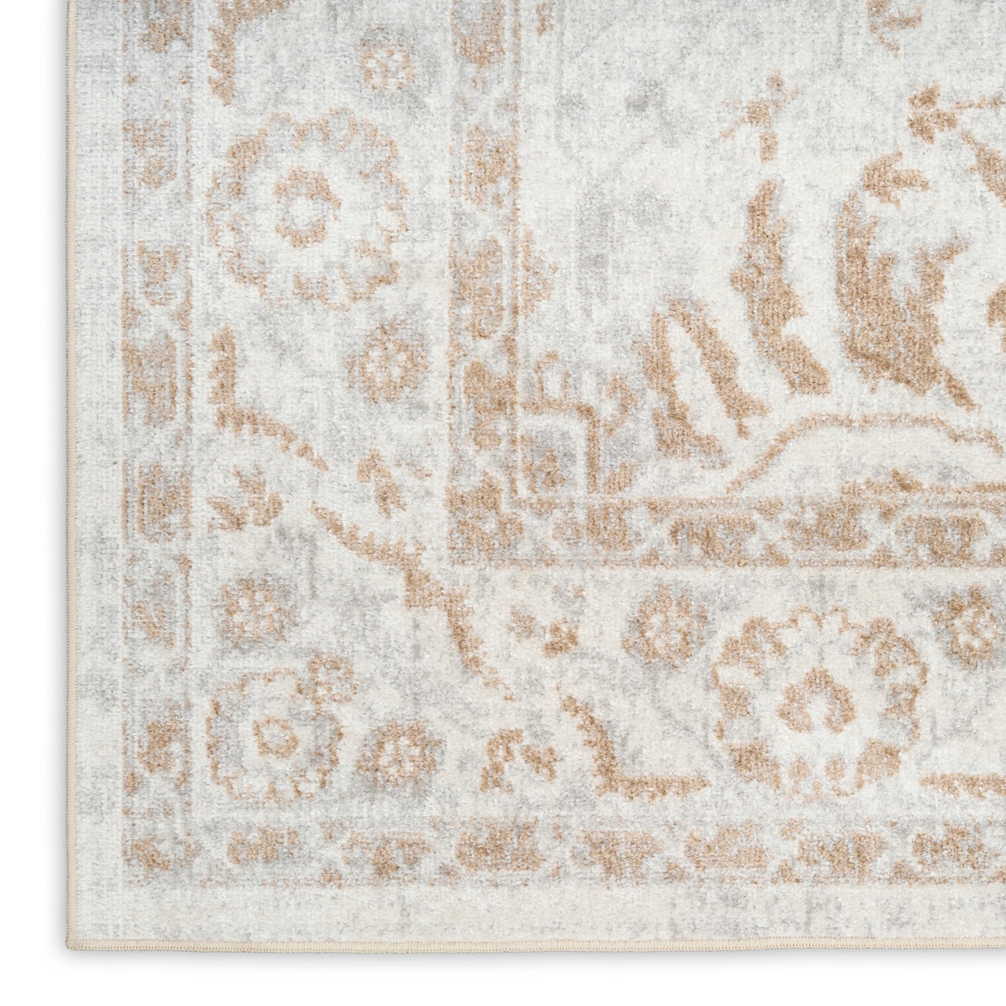 Nourison Astra Machine Washable 2' x 6' Grey Vintage Indoor Rug