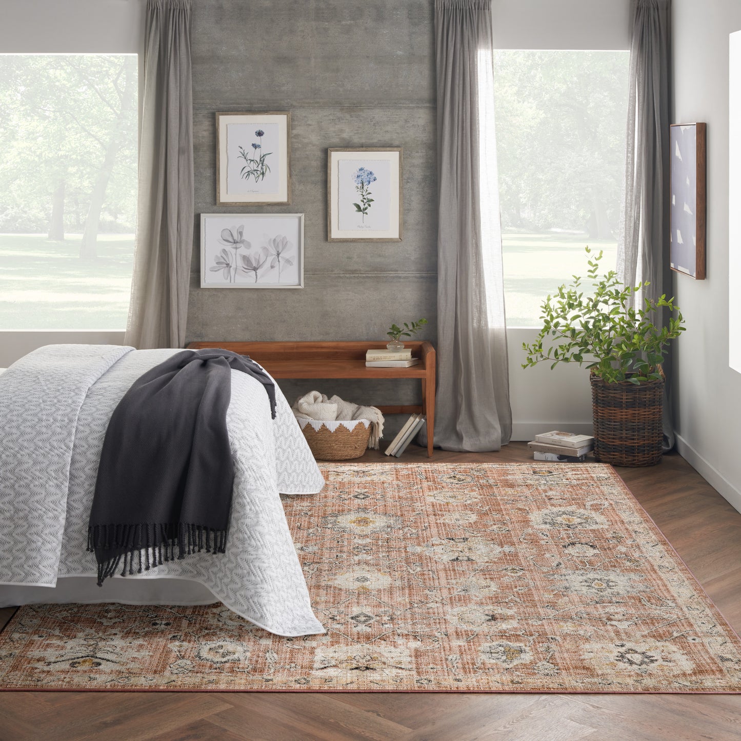 Nourison Oushak Home 7' x 10' Rust Vintage Indoor Rug