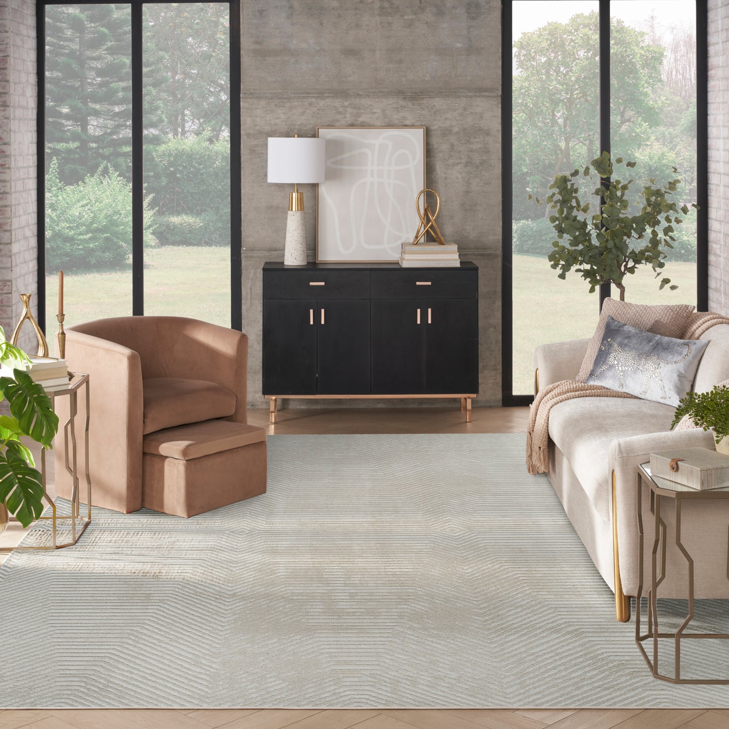 Nourison Dekor 7'10" x 9'10" Ivory Beige Modern Indoor Rug