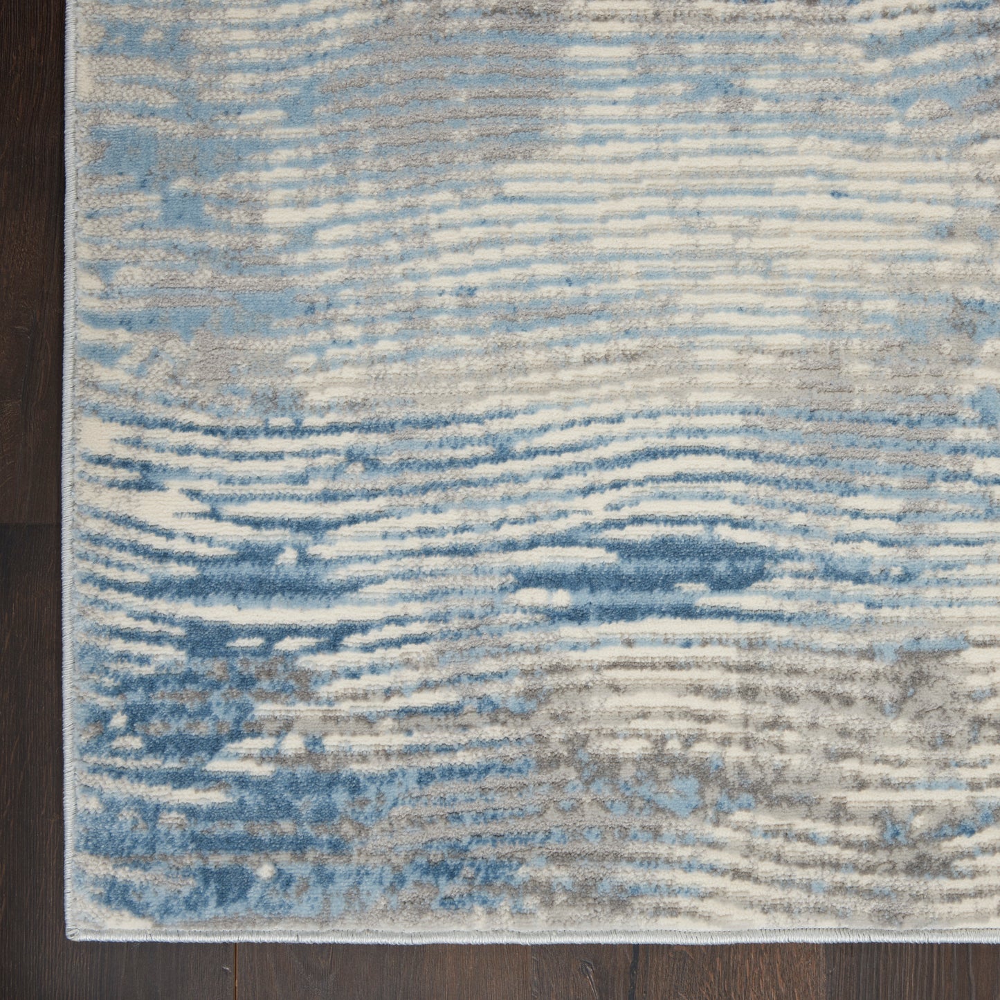 Nourison Solace 2'3" x 7'3" Ivory/Grey/Blue Modern Indoor Rug