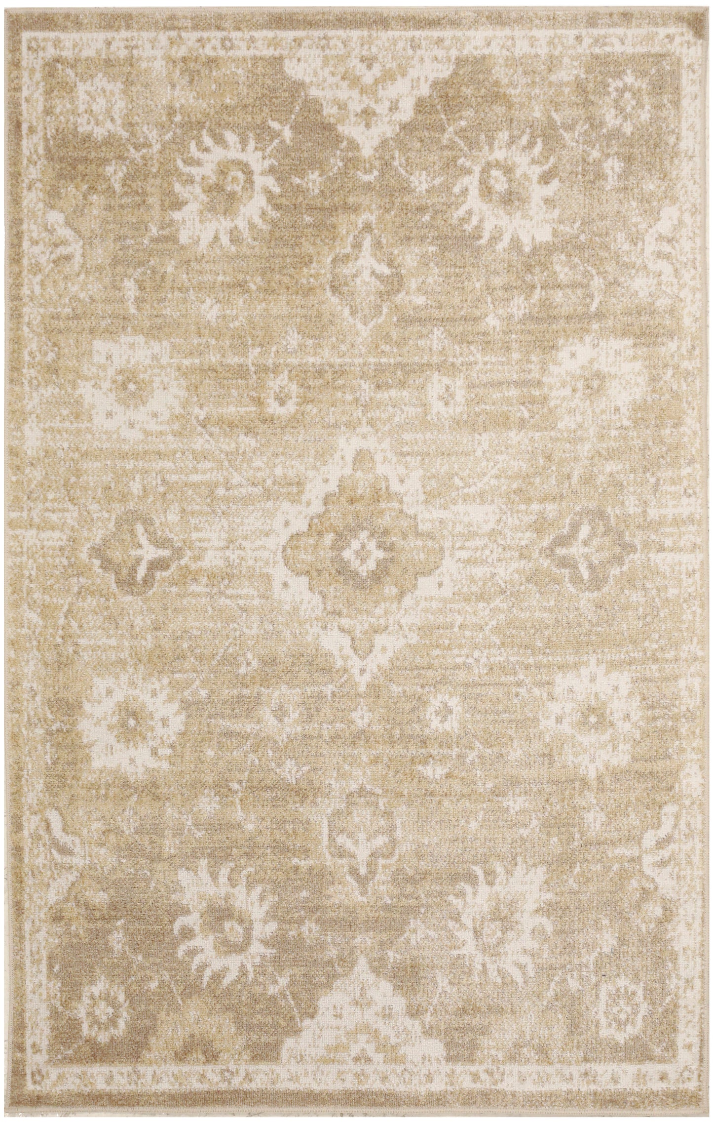 Nourison Astra Machine Washable 3'3" x 5' Ivory Gold Vintage Indoor Rug